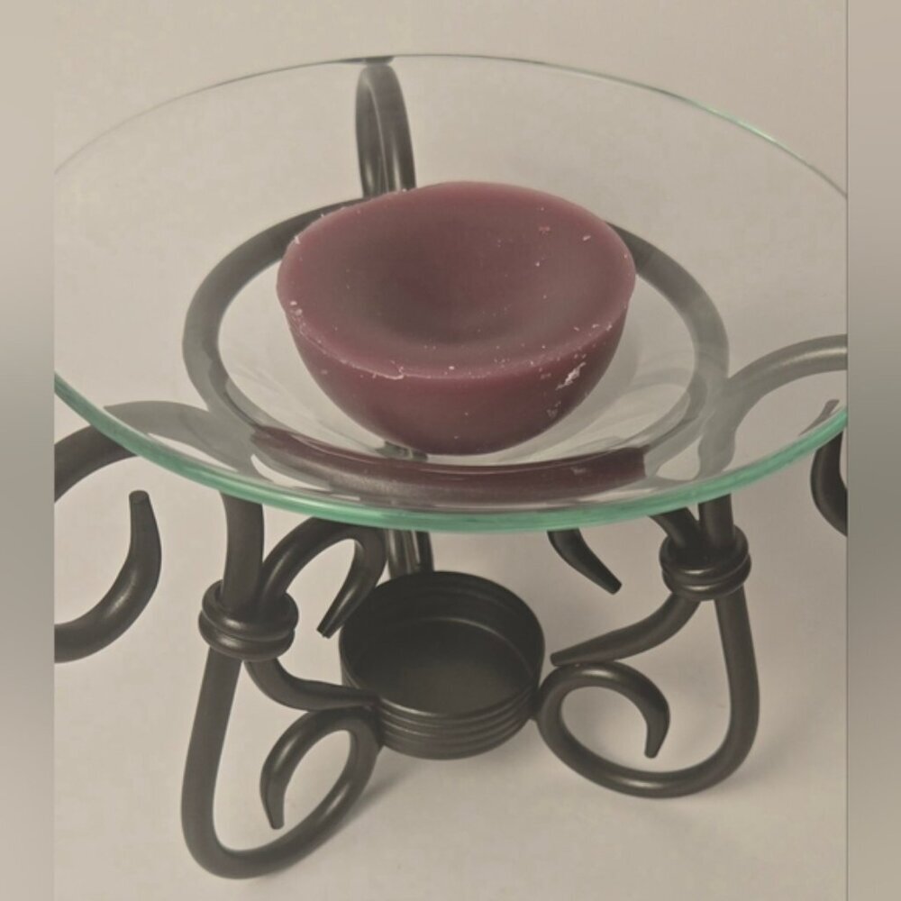 Partylite Wax Melt Burner Oil Warmer Glass Dish Wrought Iron - Picture 4 of 9